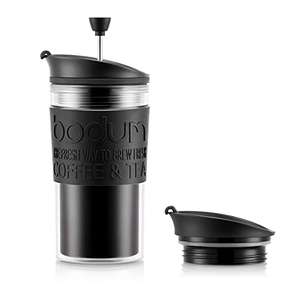 Mug à piston isotherme Bodum 11102-01S - avec couvercle à clapet, noir et transparent, 35 cl