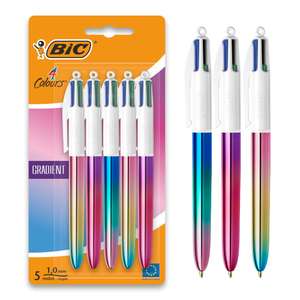 Pack de 5 stylos BIC 4 Couleurs Gradient - Effet Métallisé, Pointe Moyenne (1 mm)
