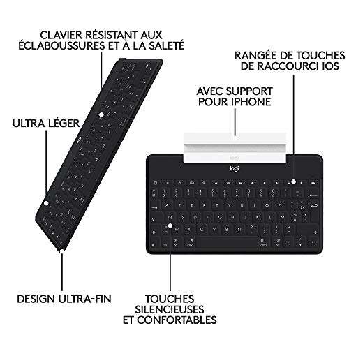 Clavier sans-fil Bluetooth Logitech Keys-To-Go - pour iPad / iPhone / Apple TV, noir