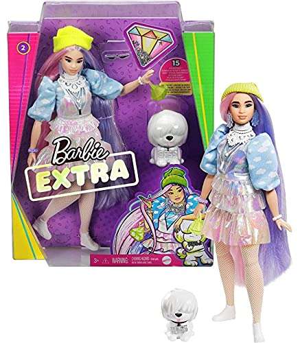 Poupée articulée Barbie Extra GVR05 - Cheveux roses et bleus
