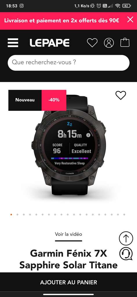 Montre connect e Garmin F nix 7X Sapphire Solar Dealabs