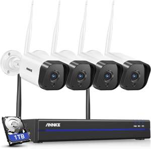 Système de vidéosurveillance sans fil WiFi ANNKE WS300 - 4 Caméras WiFi (2K 3MP IP66) + Enregistreur vidéo NVR 8CH + Disque dur 1 To