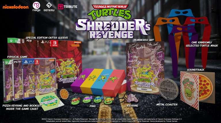 Teenage Mutant Ninja Turtles Shredder's Revenge Special Edition sur PC: Le Jeu + Bande Son + Artwork Numéroté + Pins + Masque + Porte-clé...