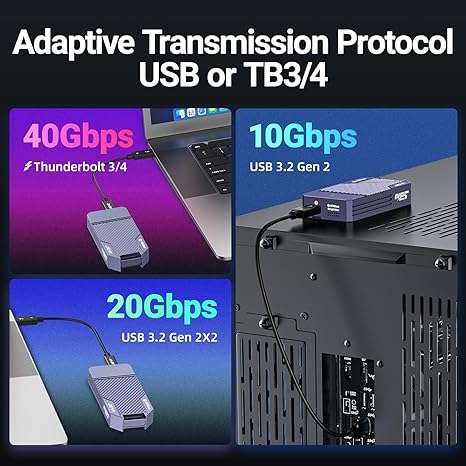 Boîtier externe Jeyi ASM2464 (TB-2464) pour SSD NVMe - 40Gbps USB 4.0,  Thunderbolt 4, type-c 3.1 –
