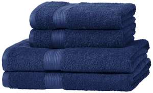 Ensemble 4 pieces 2 serviettes de bain et 2 draps de bain, 100% coton 500g / m² - Bleu Royal