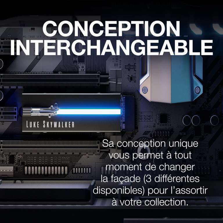 SSD interne Seagate FireCuda Lightsaber Legends SE, 1 To - M,2 PCIe 4e génération x4, NVMe 1,4, jusqu'à 7 300 Mo/s, sabres laser LED RVB
