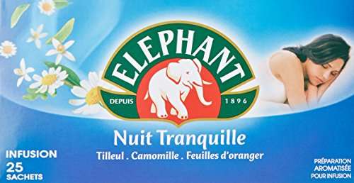 Elephant Infusion Nuit Tranquille, Tilleul Camomille et Fleur d'Oranger 25 Sachets (via coupon & abonnement )
