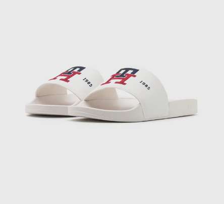 Claquettes homme Tommy Hilfiger Embroidery Pool Slide - blanc, Tailles 40 au 46