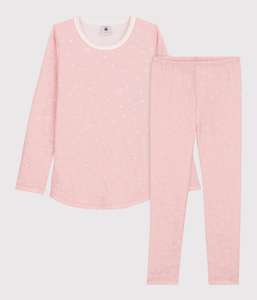 Pyjama Petit Bateau jacquard flocons en laine et coton petite fille (tailles 4, 8 & 12 ans)