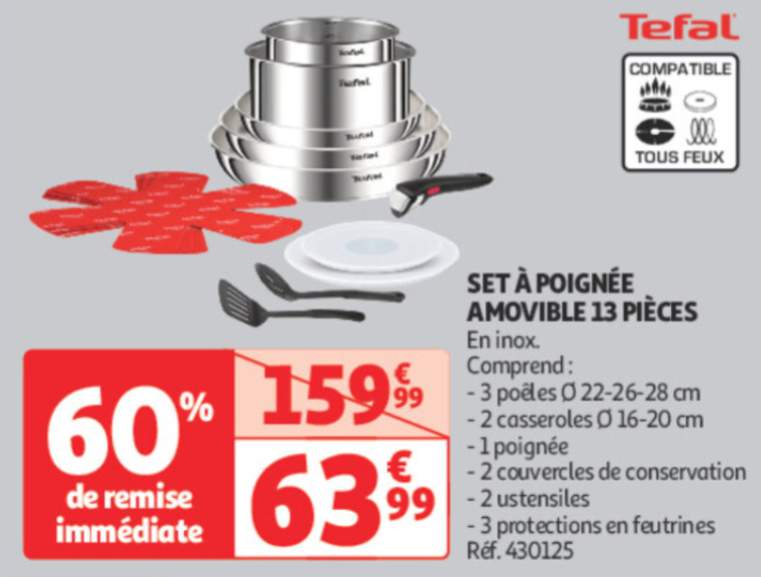 Lot De 13 Pièces Tefal En Inox – Compatible Induction, Design Antique, Neuf Sous Emballage