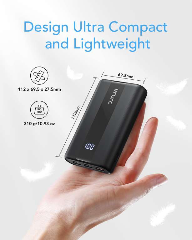 AXNEB Mini Batterie Externe USB C, 5200mAh PD 3.0 Power Bank à Charge  Rapide Chargeur Portable