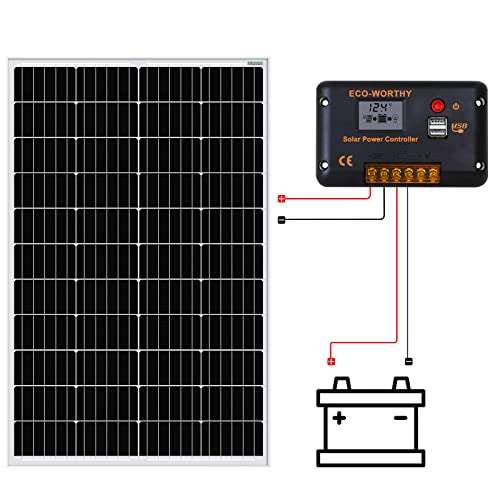 [Prime] Panneau Photovoltaique ECO-WORTHY 120W + Câbles 5M + Contrôleur PWM 30A et Support de Montage (Vendeur tiers)