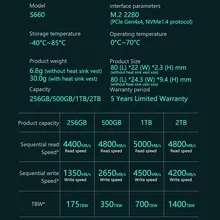 SSD interne M.2 NVMe 4.0 PCIe Fanxiang S660 avec dissipateur thermique - 1 To, Compatible PS5, jusqu'à 5000 Mo/s,