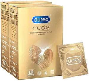 [Prime] Lot de 32 Préservatifs Durex Nude (Ultra Fin, Sensation Peau) - 2 x 16 unités
