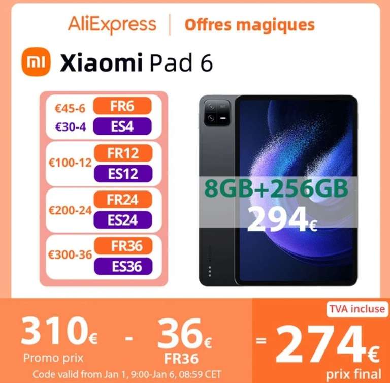 Xiaomi Mi Pad 5 Tablette 6 Go de RAM 256 Go de ROM Blanc Version