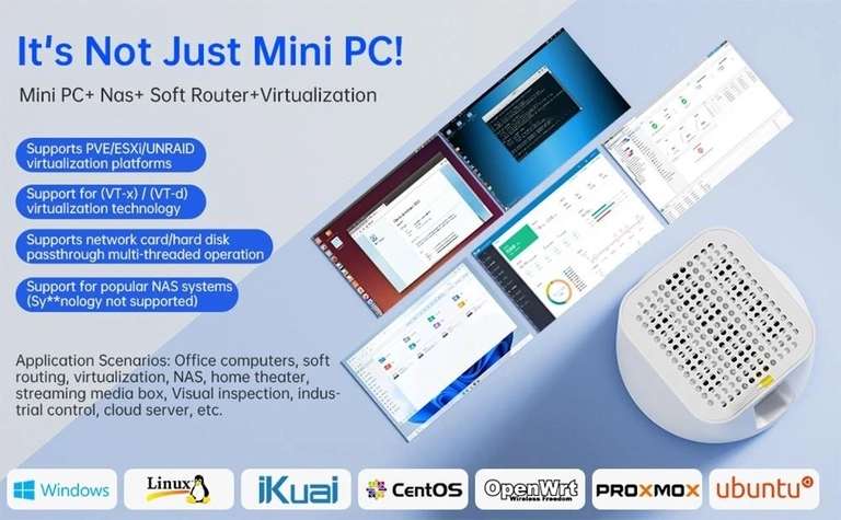 Mini PC T-BAO R1 NAS Router - Intel N100, 16Go Ram, 512Go SSD wifi 6 2x2,5Gb