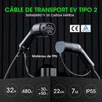 Câble de recharge pour véhicule électrique et hybride Workersbee - Type2, 32Amp, jusqu'à 22KW, 7 metres (Vendeur Tiers, via coupon)