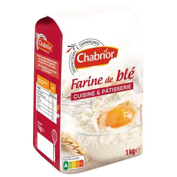 Lot de 2 paquets de 1kg de farine de blé Cuisine et Pâtisserie Chabrior - 2x1kg