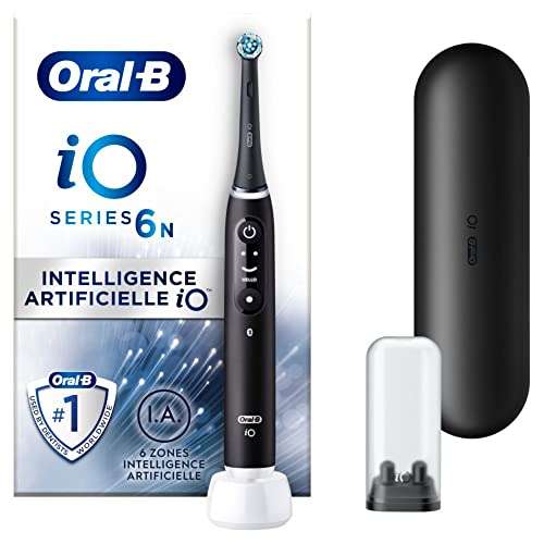 Brosse à dents électrique Oral-B iO 6N - Noir + 2 brossettes et un étui de voyage (via ODR de 20€)
