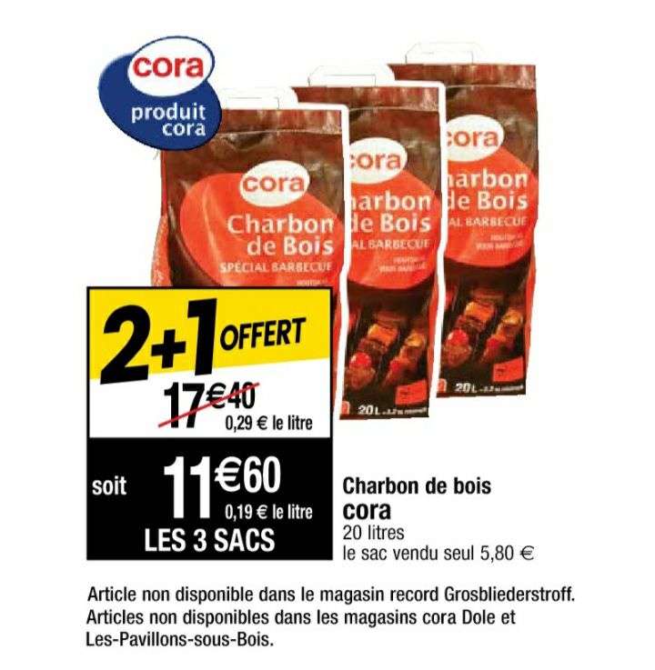 3 Sacs de Charbon de Bois Barbecue - 3x 20L