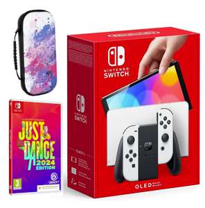 Pack Nintendo Switch OLED blanche + Just Dance 2024 + Housse Konix Geek Star