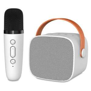 Pack Microphone karaoké PcCom Essential avec haut-parleur blanc