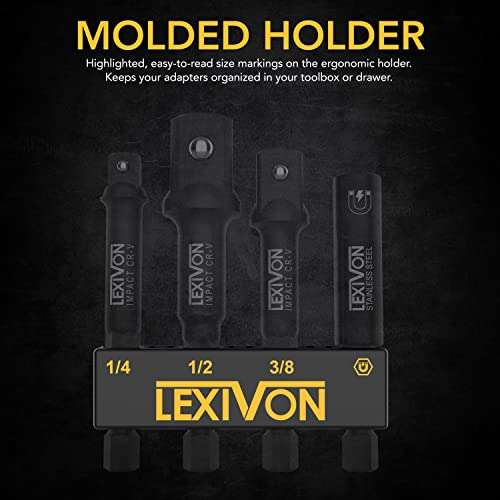 Lot de 3 adaptateurs portes douilles + porte-embout magnétique Lexivon LX-104 pour visseuse à chocs, Chrome molybdène (Vendeur tiers)