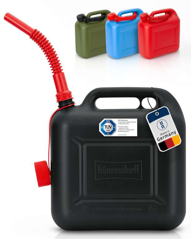 Bidon Carburant Classic 18 L PE-HD Noir – Réservoir Essence Haute Qualité Faible Perméation Hünersdorff