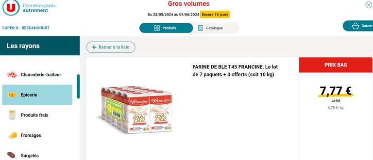 10 Paquets de farine de blé Francine - T45, 1Kg