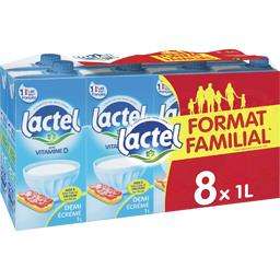 Pack de 8 briques de lait Lactel - 8x1L (via 2.3€ fidélité)