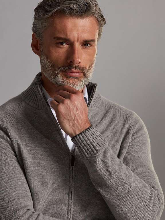 Gilet Ben zip-up cardigan in grey lambswool - Différents coloris, Plusieurs Tailles Disponibles