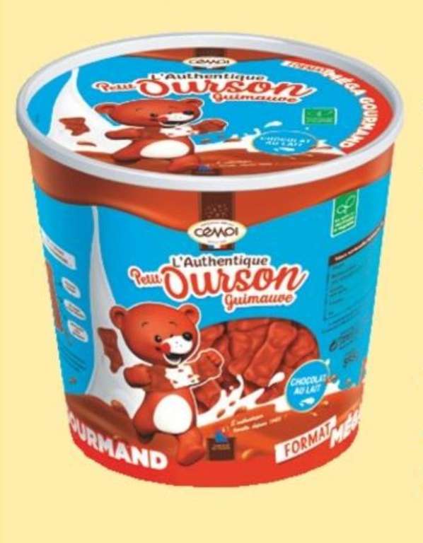 Boîte d'oursons guimauves chocolat au lait Cémoi 595g (via 1,93€ sur la carte de fidélité)