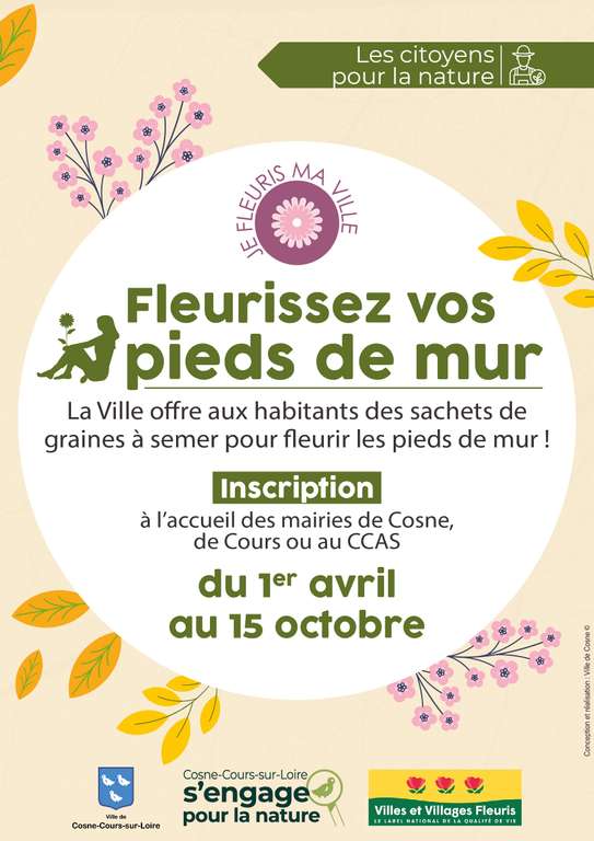 [Habitants] Distribution gratuite de sachets de graines pour pieds de murs - Cosne-Cours-sur-Loire (58)