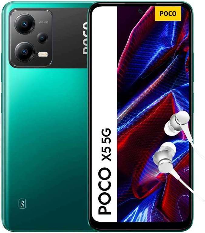 Smartphone 6.67" Xiaomi POCO X5 5G - AMOLED FHD+ 120 Hz, Snapdragon 695, RAM 6 Go, 128 Go, 48+8+2 MP, 5000 mAh, Vert (Entrepôt France)