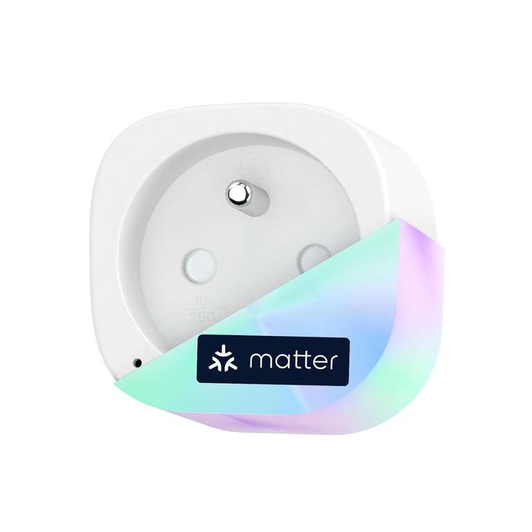 Prise connectée Meross Matter (Type E) - 16A, Apple Home, Alexa & Google, Mesure d'Énergie pour Panneau Solaire Photovoltaïque