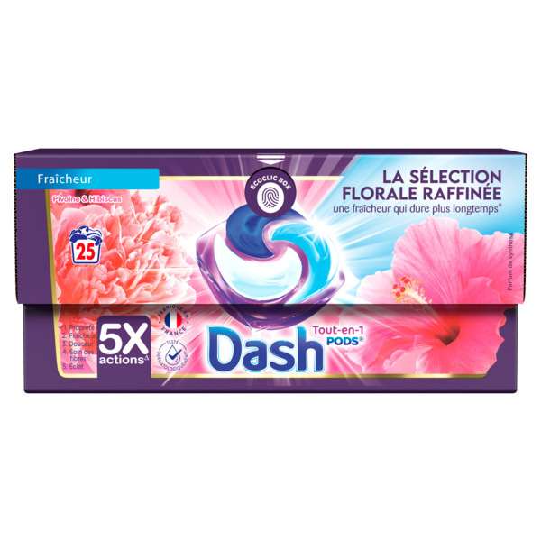 Paquet de lessive Dash Pods - 25 doses, différentes variétés (via 8,96€ sur la carte fidélité et BDR 3€)