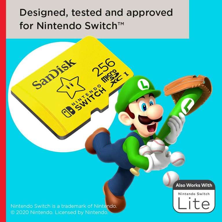 Carte mémoire microSDXC SanDisk UHS-I Nintendo Switch - 256 Go