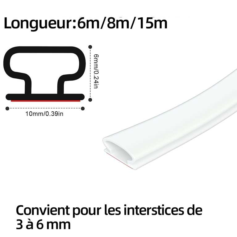 Joint Porte D-Profil Blanc - 6m - Voiture Fenêtre Isolant Froid et Phonique Joint Isolation (Vendeur Tiers)