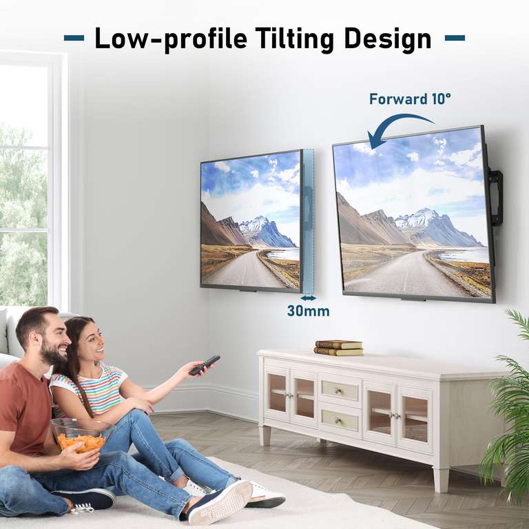 Support Mural TV Bontec inclinable pour Écrans de 26" à 65" - jusqu'à 55 kg, Vesa 400 x 400mm, Niveau à Bulle (via coupon - vendeur tiers)