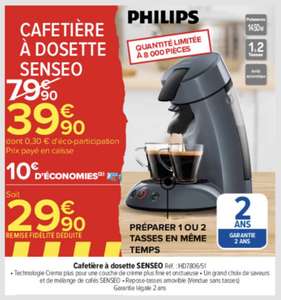 Cafetière à dosettes Philips Senseo HD7806/51 (via 10€ sur la carte de fidélité)