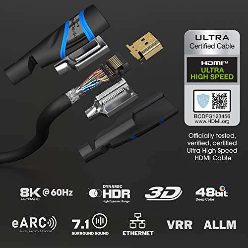 Câble HDMI 8K KabelDirekt - 2m - Certifié Ultra High Speed