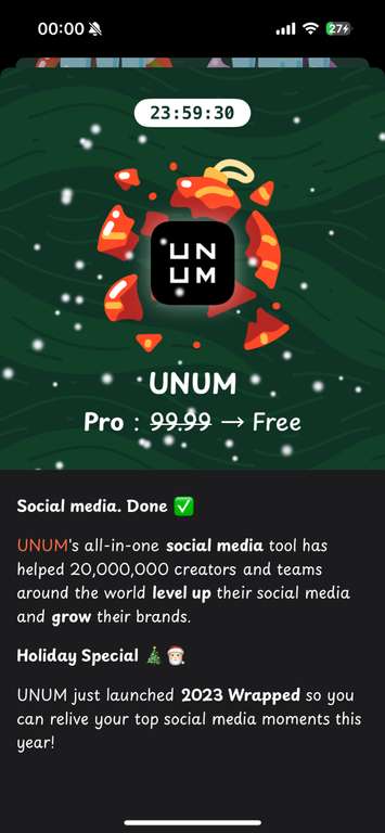 Abonnement à vie gratuit pour l’appli UNUM - Layout for Instagram sur iOS