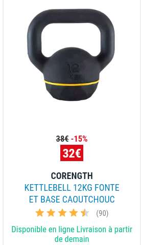 Sélection de Kettlebell Corength en promotion - Ex : 8 kg en fonte et base caoutchouc