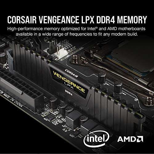 Kit mémoire Ram DDR4 Corsair Vengeance LPX 32 Go (2x16 Go) CL16 - 3200 MHz, noir