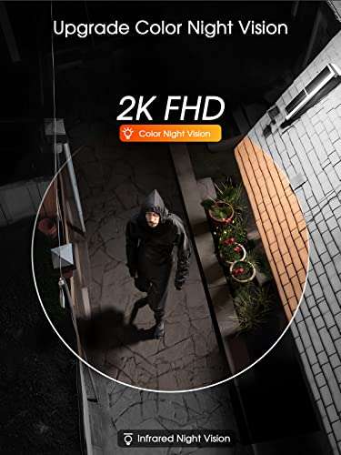 Caméra surveillance extérieure 2K, Wi-Fi, sécurité extérieure, détecteur mouvement et personnes (Via coupon - vendeur tiers)