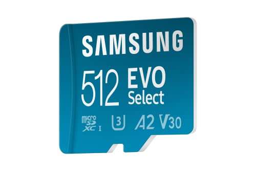Carte Mémoire Micro SDXC Samsung Evo-Select UHS-I U3 - 512Go, 130mo/s Full-HD et 4K avec adaptateur SD