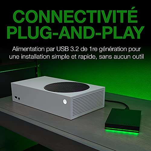 Disque dur externe HDD Seagate Game Drive for Xbox - 2 To, USB 3.2 1re génération, Noir