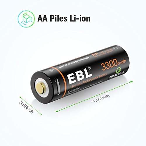 Piles Rechargeables EBL AA 1,5V 3300mWh - USB Charge Directe (Vendeur Tiers)