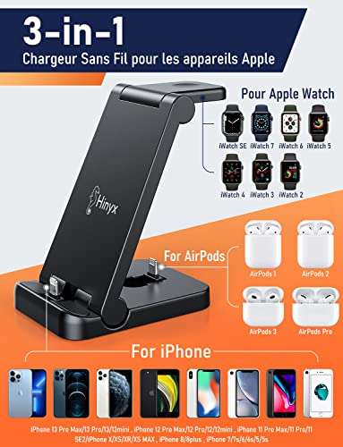 Chargeur Induction 3 en 1 Hinyx - pour iPhone, AppleWatch (Via Coupon - Vendeur Tiers)