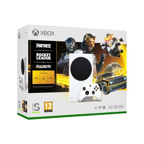 Pack console Microsoft Xbox Series S + 1000 Crédits sur Fortnite, Rocket League & Fall Guys + Manette sans fil Xbox Pulse Red